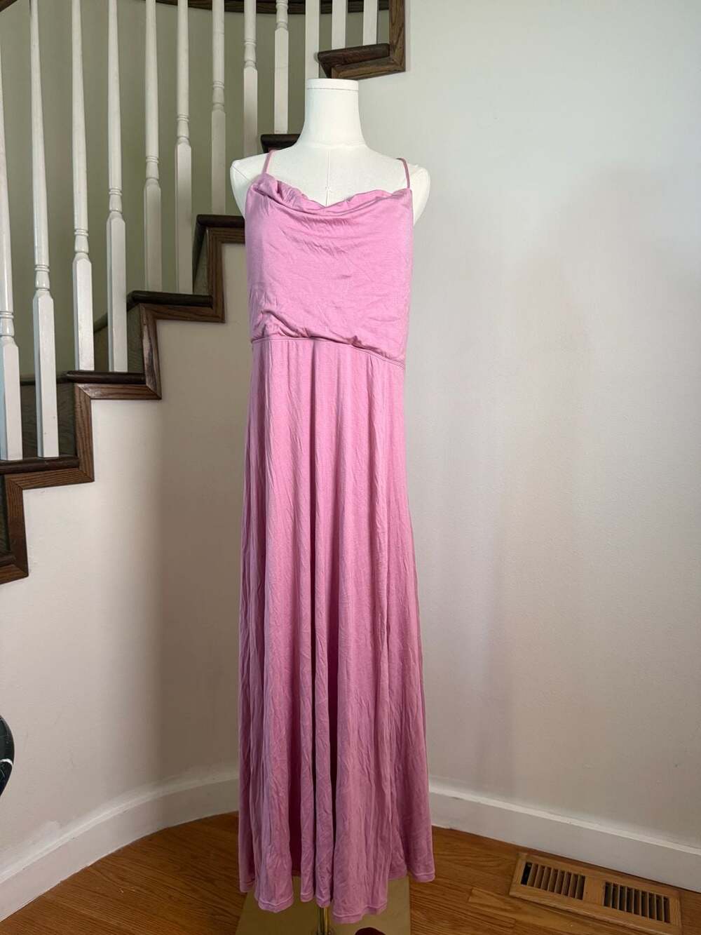 Halara Cowl Neck Backless Lace Up Maxi Dress Size XL Pink